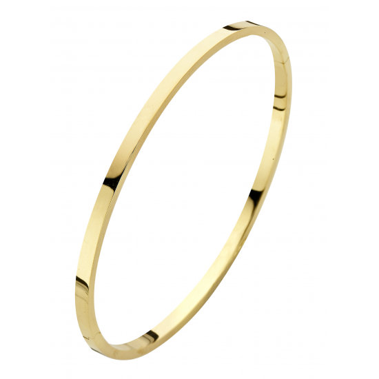 FJORY 40-A386103 14 KARAAT GOUDEN BANGLE MET ZILVEREN KERN VIERKANT