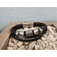 LEATHER&STEEL BALE-BR ARMBAND BRUIN LEER EN STAAL BALE