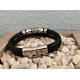 LEATHER&STEEL BALE-ZW ARMBAND ZWART LEER EN STAAL BALE