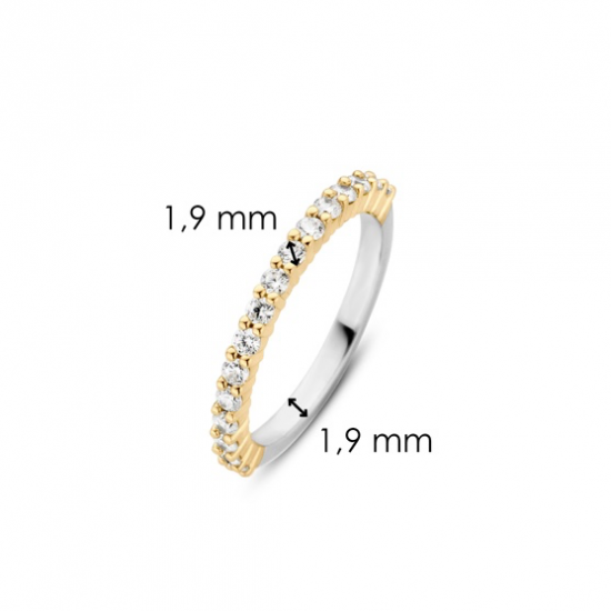 TI SENTO 1918ZY GOUD OP ZILVEREN RING MET ZIRKONIA TI SENTO 1918ZY GOUD OP ZILVEREN RING MET ZIRKONIA
