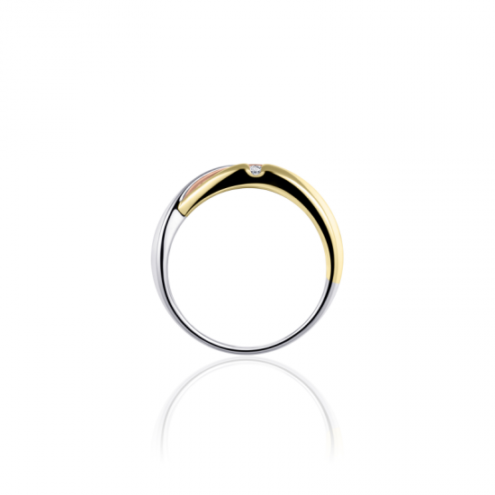 GISSER JEWELS R054T TRICOLOR ZILVEREN RING MET ZIRKONIA GOLD RUSH