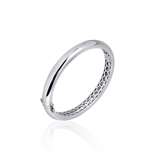 GISSER JEWELS SBA8-60 ZILVEREN BANGLE MET SCHARNIER GERHODINEERD