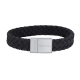 SON OF NOA 897 014-BLACK21 ARMBAND ZWART LEER MET STALEN MAGNEETSLUITING