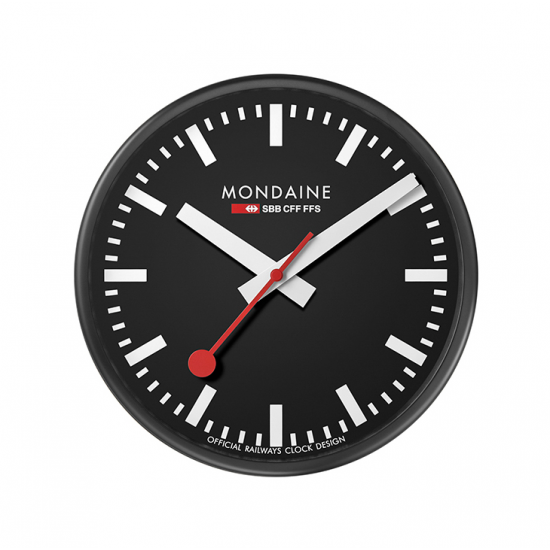 MONDAINE M990.CLOCK.64SBB WANDKLOK ZWART 25 CM. MONDAINE M990.CLOCK.64SBB WANDKLOK ZWART 25 CM.