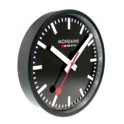 MONDAINE M990.CLOCK.64SBB WANDKLOK ZWART 25 CM.