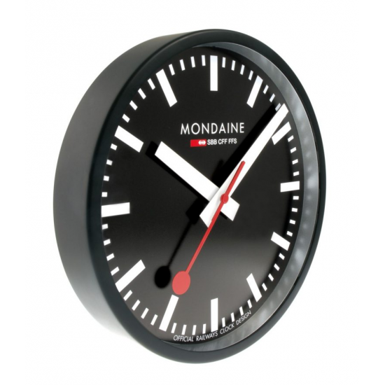 MONDAINE M990.CLOCK.64SBB WANDKLOK ZWART 25 CM. MONDAINE M990.CLOCK.64SBB WANDKLOK ZWART 25 CM.