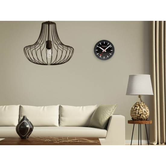 MONDAINE M990.CLOCK.64SBB WANDKLOK ZWART 25 CM. MONDAINE M990.CLOCK.64SBB WANDKLOK ZWART 25 CM.