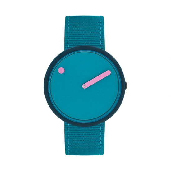 PICTO PTR44006-R007 KUNSTSTOF HORLOGE MET LAGOON BLUE KUNSTSTOF BAND OCEAN GHOST NET