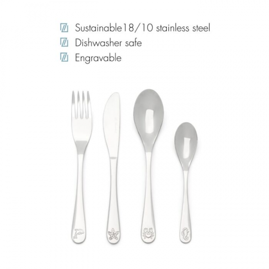 ZILVERSTAD 4258070 STALEN KINDERBESTEK 4-DELIG ZEEDIEREN