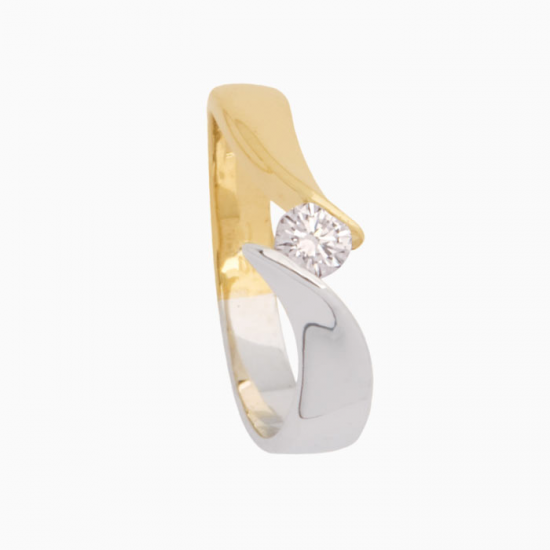 ECLAT R113 14 KARAAT GOUDEN RING  BICOLOR MET BRILJANT CAPRI