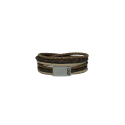 LEATHER&STEEL TURA-EARTH ARMBAND BRUIN LEER TURA