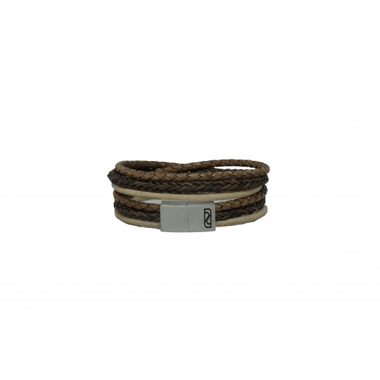 LEATHER&STEEL TURA-EARTH ARMBAND BRUIN LEER TURA