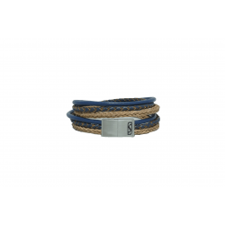 LEATHER&STEEL TURA-RIVER ARMBAND BRUIN-BLAUW LEER TURA