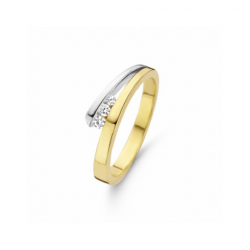 MORI 41-RMFD-19 14 KARAAT BICOLOR GOUDEN RING MET DIAMANT