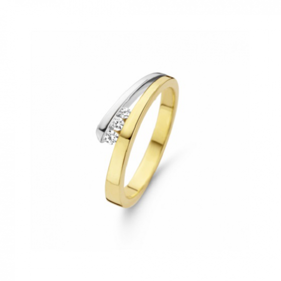 MORI 41-RMFD-19 14 KARAAT BICOLOR GOUDEN RING MET DIAMANT