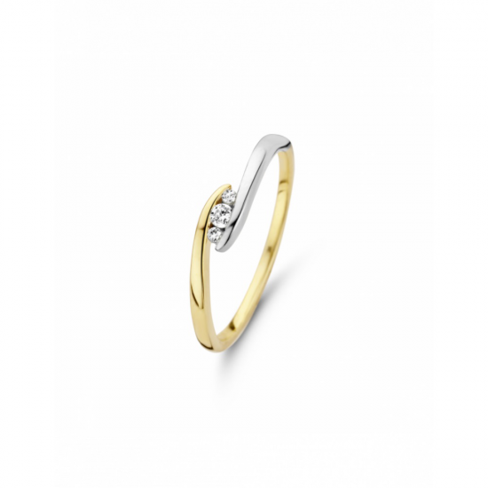 MORI 41-RMFD-11 14 KARAAT BICOLOR GOUDEN RING MET DIAMANT MORI 41-RMFD-11 14 KARAAT BICOLOR GOUDEN RING MET DIAMANT