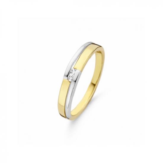 MORI 41-RMFD-15 14 KARAAT BICOLOR GOUDEN RING MET DIAMANT