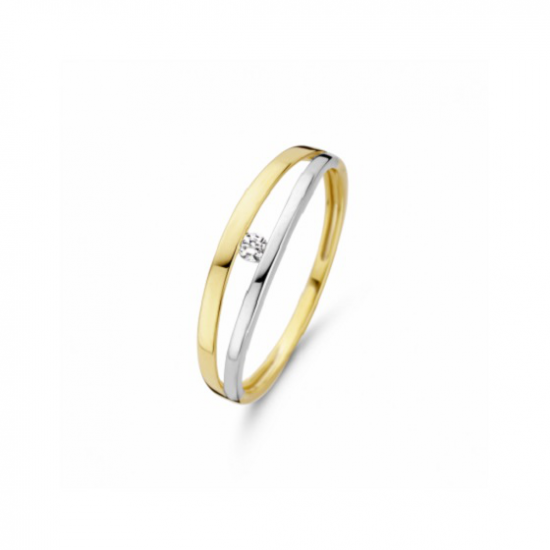 MORI 41-RMFD-5 14 KARAAT BICOLOR GOUDEN RING MET DIAMANT MORI 41-RMFD-5 14 KARAAT BICOLOR GOUDEN RING MET DIAMANT