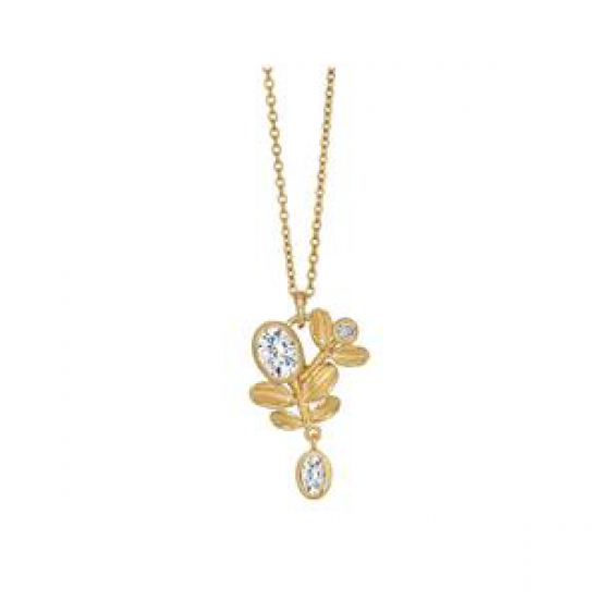 RABINOVICH 77602342 GOUD OP ZILVEREN COLLIER MET WITTE TOPAAS GLOWING LEAVES