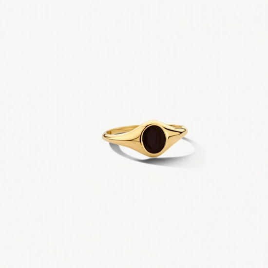 BLUSH 1219YON GEELGOUDEN ZEGELRING MET ONYX BLUSH 1219YON GEELGOUDEN ZEGELRING MET ONYX