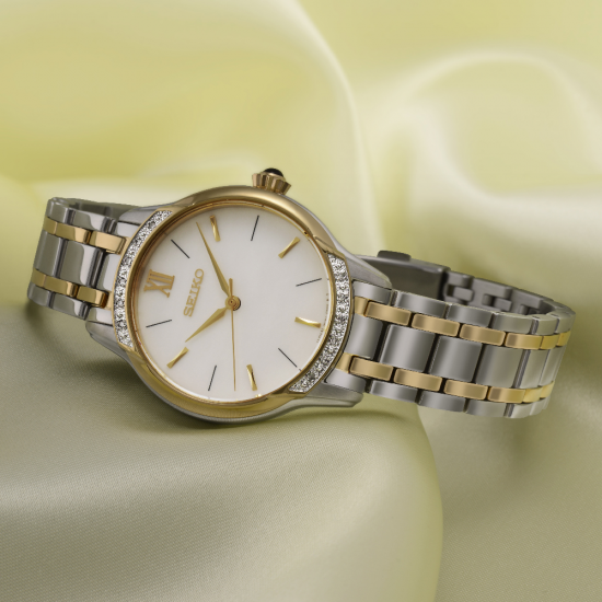 SEIKO SRZ544P1 DAMESHORLOGE STAAL BICOLOR MET DIAMANT SEIKO SRZ544P1 DAMESHORLOGE STAAL BICOLOR MET DIAMANT
