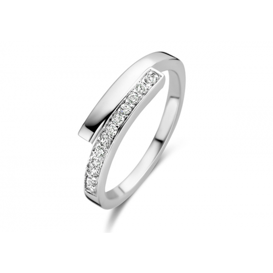 MOMENTS 15147AW ZILVEREN RING GERHODINEERD MET ZIRKONIA