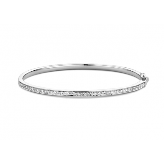 MOMENTS 25376AW ZILVEREN BANGLE MASSIEF GERHODINEERD MET ZIRKONIA