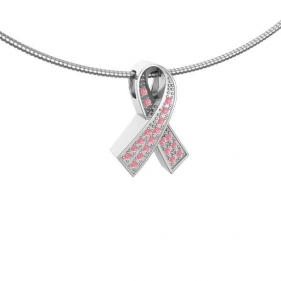 SILENT MEMORIES 1130 ZILVEREN ASHANGER PINK RIBBON ROZE ZIRKONIA