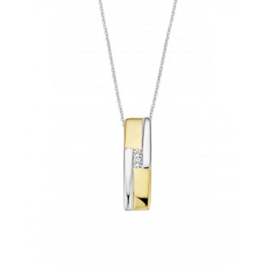 MORI 41-HMFD-15 14 KARAAT BICOLOR GOUDEN HANGER MET DIAMANT MORI 41-HMFD-15 14 KARAAT BICOLOR GOUDEN HANGER MET DIAMANT