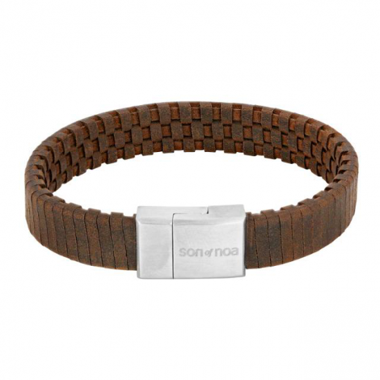 SON OF NOA 80970279221 ARMBAND BRUIN LEER MET STALEN MAGNEETSLUITING