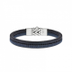 SILK 157BBU ZILVER/LEER ARMBAND BLAUW/ZWART CHEVRON SILK 157BBU ZILVER/LEER ARMBAND BLAUW/ZWART CHEVRON