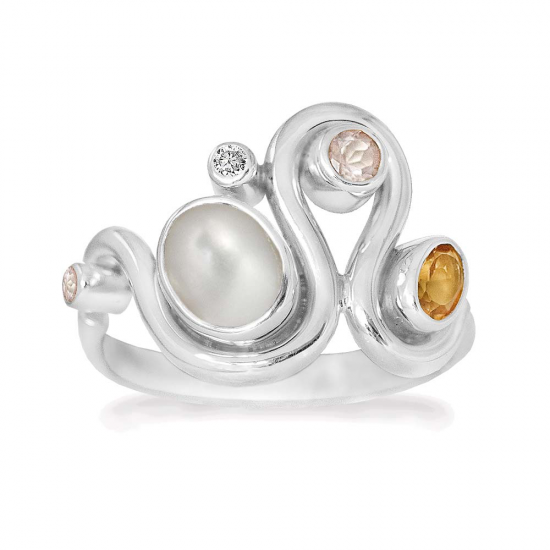 RABINOVICH 77803065 ZILVEREN RING MET ROZENKWARTS-PAREL-CITRIEN-ZIRKONIA RABINOVICH 77803065 ZILVEREN RING MET ROZENKWARTS-PAREL-CITRIEN-ZIRKONIA