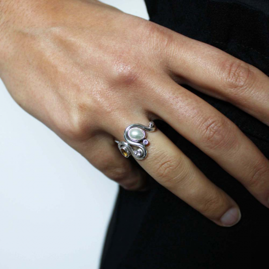 RABINOVICH 77803065 ZILVEREN RING MET ROZENKWARTS-PAREL-CITRIEN-ZIRKONIA RABINOVICH 77803065 ZILVEREN RING MET ROZENKWARTS-PAREL-CITRIEN-ZIRKONIA