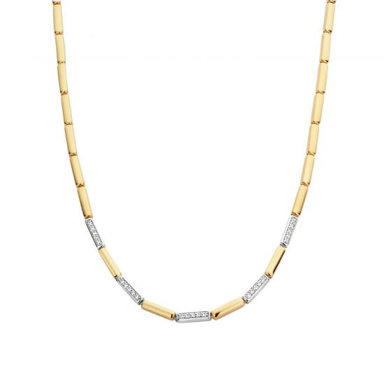 TI SENTO 3997ZY ZILVER VERGULD COLLIER MET ZIRKONIA