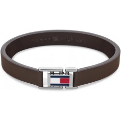 TOMMY HILFIGER JEWELS TJ2790430 STAAL/LEER ARMBAND RECYCL