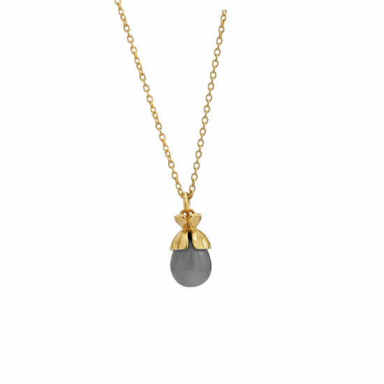 RABINOVICH 78902356 VERGULD ZILVEREN COLLIER MET GRIJZE MAANSTEEN CROWN IMPERIAL