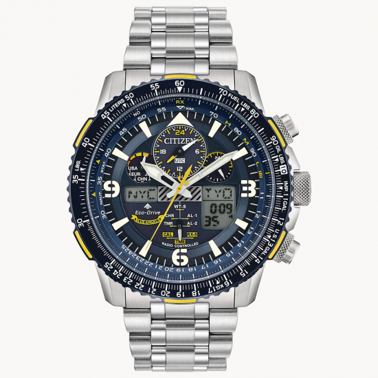 CITIZEN JY8078-52L HERENHORLOGE ECO-DRIVE STAAL RADIO CONTROLLED SKYHAWK BLUE ANGELS