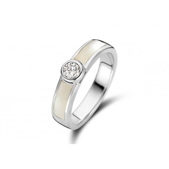 MOMENTS 15152AW ZILVEREN RING EMAILLE ZIRKONIA