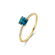 BLUSH 1638YDL GEELGOUDEN RING MET BLAUWE TOPAAS EN DIAMANT