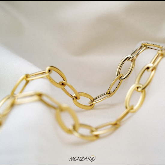 MONZARIO 858-C GEEL 14K. GEELGOUDEN COLLIER OVALE SCHAKELS MONZARIO 858-C GEEL 14K. GEELGOUDEN COLLIER OVALE SCHAKELS