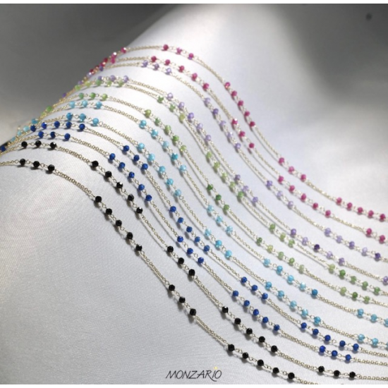 MONZARIO 1472-C-MULTICOLOR GEEL 14K. GEELGOUDEN COLLIER MULTI COLOR