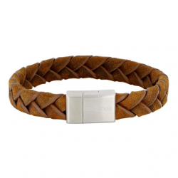 SON OF NOA 897 023-BROWN21 ARMBAND BRUIN LEER MET STALEN MAGNEETSLUITING