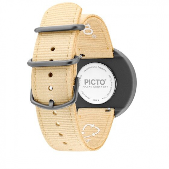 PICTO PTR44012-R012 KUNSTSTOF HORLOGE MET BEIGE KUNSTSTOF BAND OCEAN GHOST NET