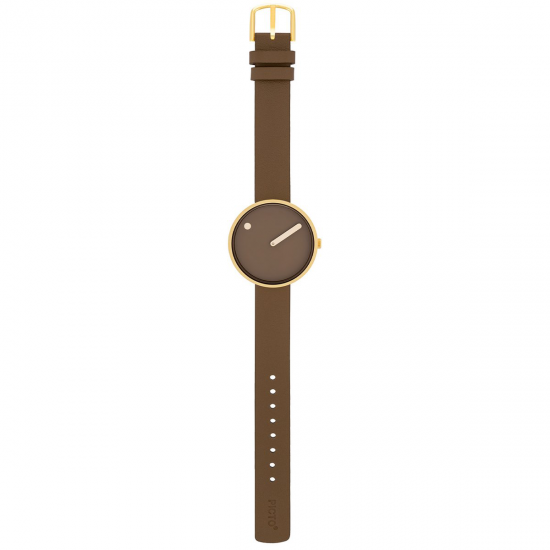 PICTO PT34001-4614G VERGULD STALEN HORLOGE MET BRUIN LEREN BAND 34MM PICTO PT34001-4614G VERGULD STALEN HORLOGE MET BRUIN LEREN BAND 34MM