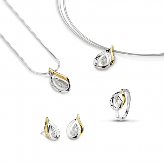 GALA DESIGN J0097 ZILVEREN COLLIER MET BICOLOR ZILVER VERGULDE HANGER BARBADOS GALA DESIGN J0097 ZILVEREN COLLIER MET BICOLOR ZILVER VERGULDE HANGER BARBADOS