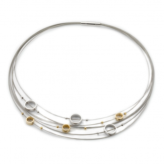 GALA DESIGN J0072 STALEN COLLIER MET ZILVER/VERGULD ZILVER ELEMENTEN LUNA GOLD GALA DESIGN J0072 STALEN COLLIER MET ZILVER/VERGULD ZILVER ELEMENTEN LUNA GOLD