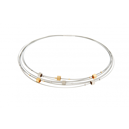 GALA DESIGN  J0104 STALEN COLLIER MET ZILVER/VERGULD ZILVER ELEMENTEN GALAXY GOLD