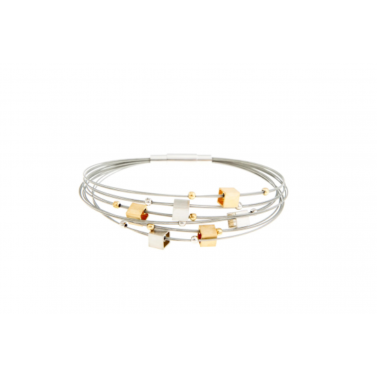 GALA DESIGN J0105 STALEN ARMBAND MET ZILVER/VERGULD ZILVER ELEMENTEN GALAXY GOLD