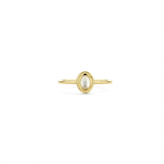 BLUSH 1239YMQ GEELGOUDEN RING MET PARELMOER EN QUARTZ