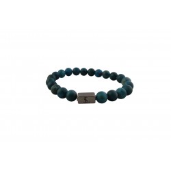 LEATHER&STEEL PERL TURQUOISE ARMBAND STAAL EN APATIET